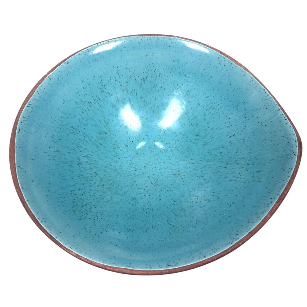 Studio Pottery Ceramic Bowl Speckled Glossy Interior Turquoise Glaze Decorative - Picture 2 of 9
